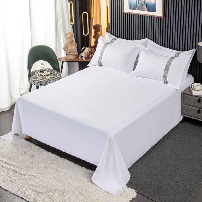 91家纺网 家纺一手货源 找家纺 （总）三俏家纺 2025新款星级酒店宾馆民宿四件套140克斜纹加厚酒店布草