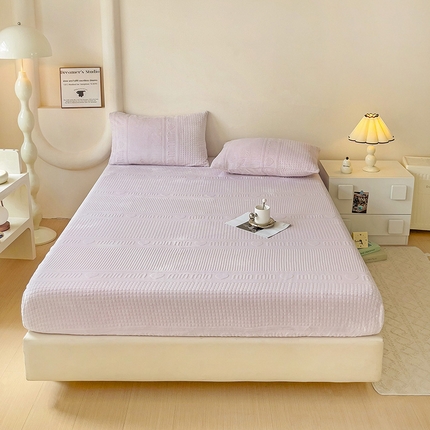 漫时光 2025新款牛奶绒烂花床笠 min-紫