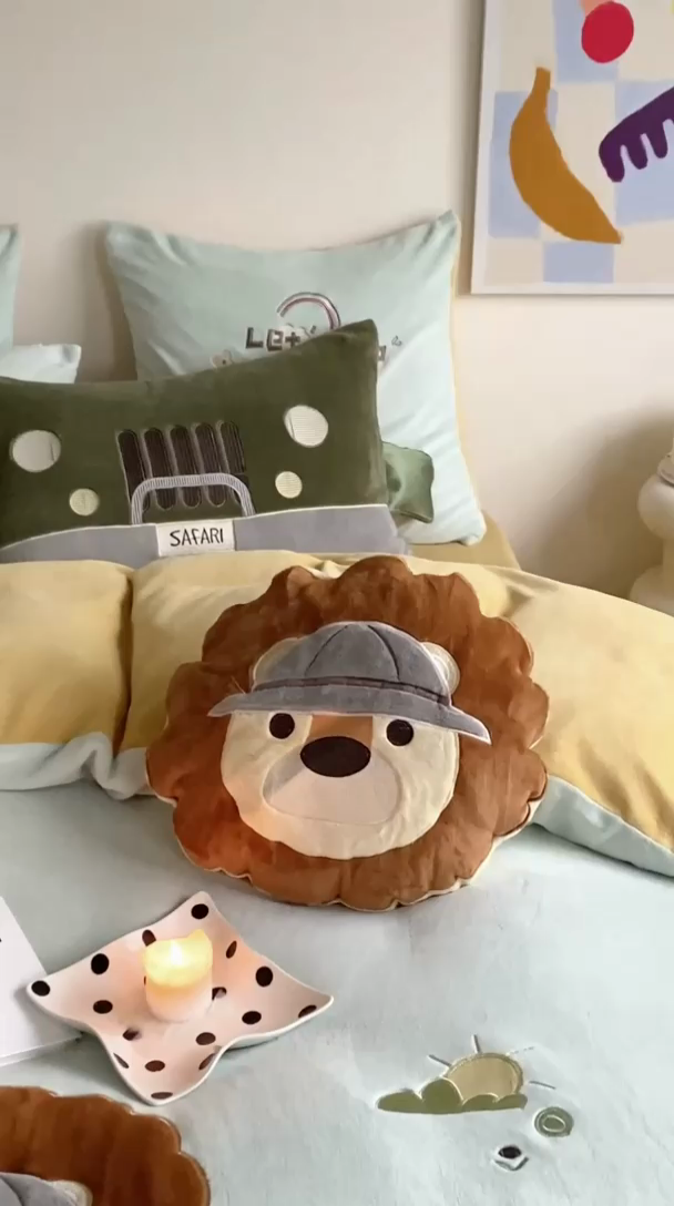 91家纺网 家纺一手货源 找家纺 （总）星野 2024新款高克重牛奶绒四件套-绒狮子先生