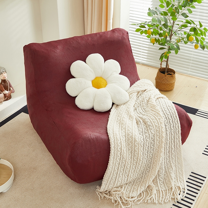 91家纺网 家纺一手货源 找家纺 2024新款防水皮革懒人沙发套 酒红