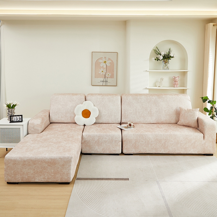 91家纺网 家纺一手货源 找家纺 2024新款防水皮革全包沙发套松紧款 米驼