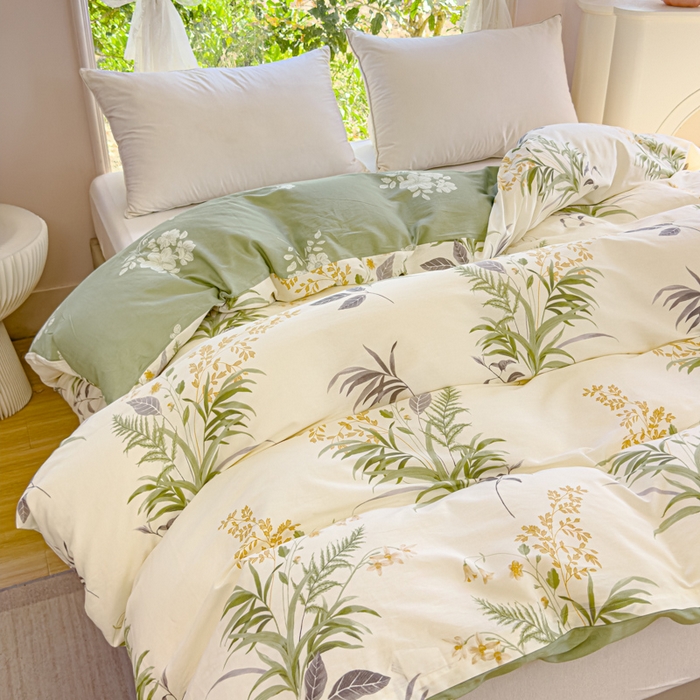 91家纺网 家纺一手货源 找家纺 2024新款ins风全棉印花单品被套清风絮语