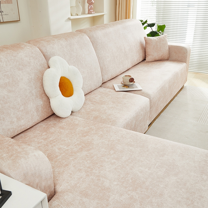 91家纺网 家纺一手货源 找家纺 2024新款防水皮革全包沙发套松紧款 米驼