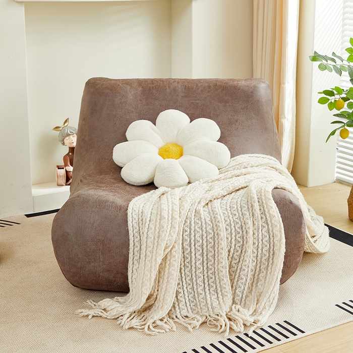 91家纺网 家纺一手货源 找家纺 2024新款防水皮革懒人沙发套 茶褐色