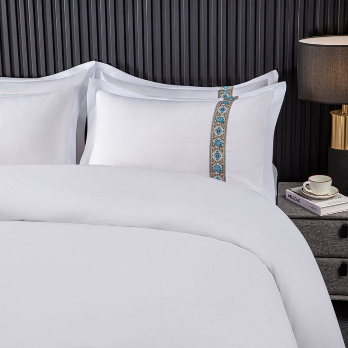 91家纺网 家纺一手货源 找家纺 三俏家纺 2024新款星级酒店100克平纹四件套 复古兰-100克平纹