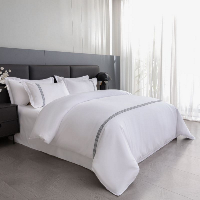 91家纺网 家纺一手货源 找家纺 三俏家纺 2024新款星级酒店140克斜纹加厚四件套 高级灰-140克斜纹加厚