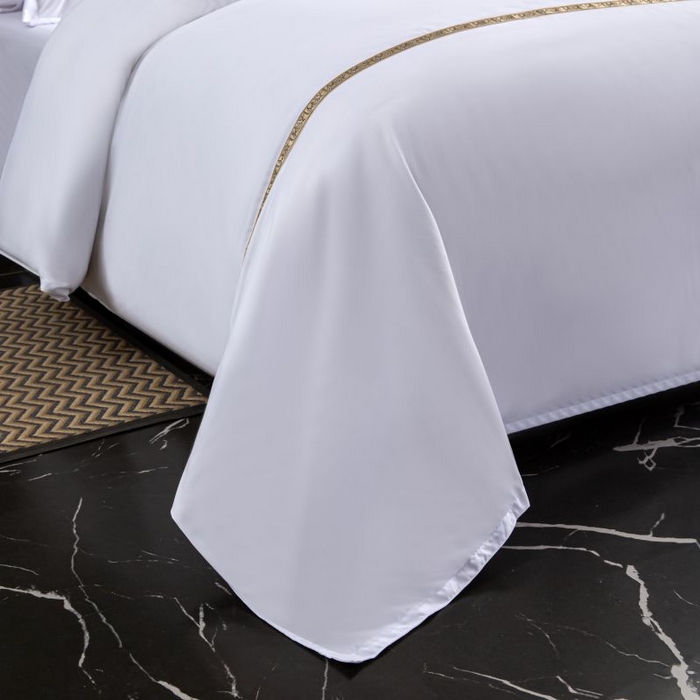 91家纺网 家纺一手货源 找家纺 三俏家纺 2024新款星级酒店140克斜纹加厚四件套 复古金-140克斜纹加厚