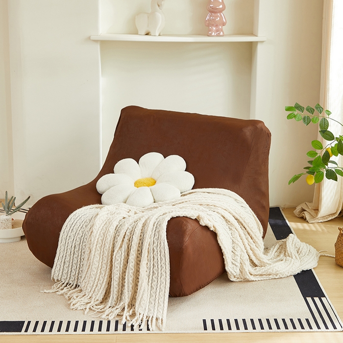 91家纺网 家纺一手货源 找家纺 2024新款防水皮革懒人沙发套 深咖