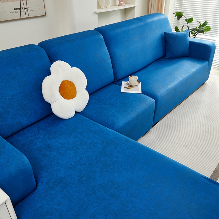 91家纺网 家纺一手货源 找家纺 2024新款防水皮革全包沙发套松紧款 海蓝