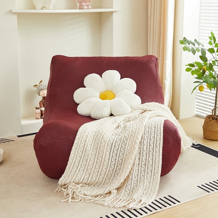 91家纺网 家纺一手货源 找家纺 2024新款防水皮革懒人沙发套 酒红