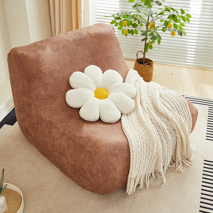 91家纺网 家纺一手货源 找家纺 2024新款防水皮革懒人沙发套 棕黄