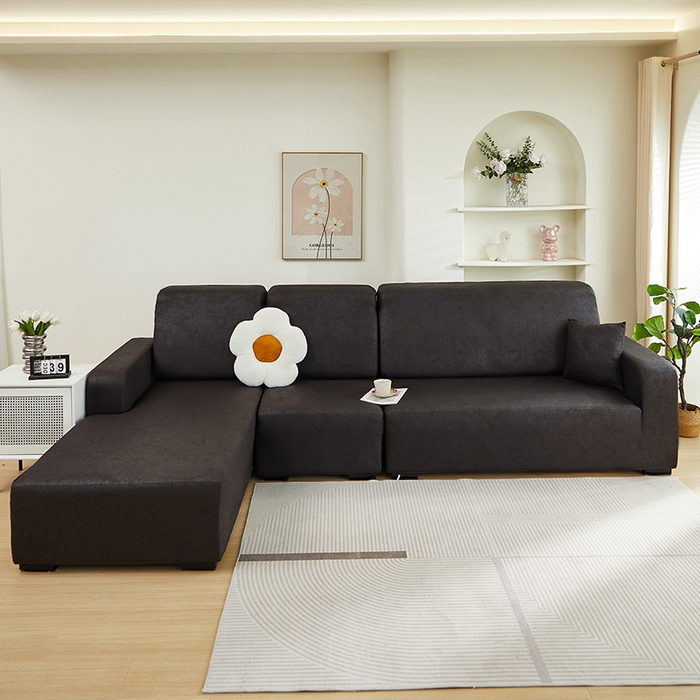 91家纺网 家纺一手货源 找家纺 2024新款防水皮革全包沙发套松紧款 黑色