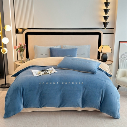 91家纺网 家纺一手货源 找家纺 （总）皇谱家纺 2024新款牛奶绒刺绣四件套