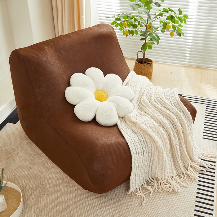 91家纺网 家纺一手货源 找家纺 2024新款防水皮革懒人沙发套 深咖