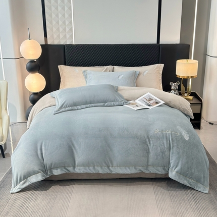 91家纺网 家纺一手货源 找家纺 （总）皇谱家纺 2024新款牛奶绒刺绣四件套