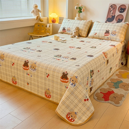 2024新款全棉卡通印花宝宝绒双拼床盖床垫合家欢乐