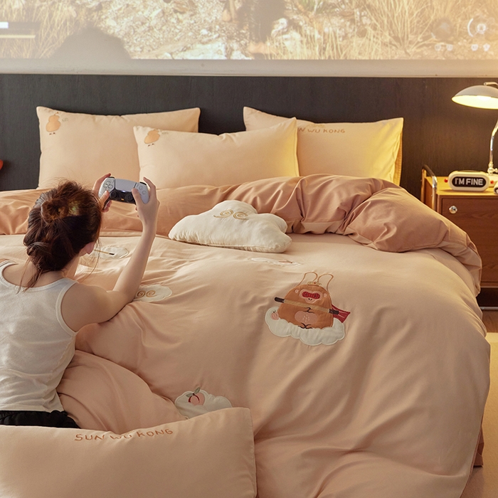 91家纺网 家纺一手货源 找家纺 （总）安莱生活 2024新款全棉100s磨毛贴布绣-熏悟空系列