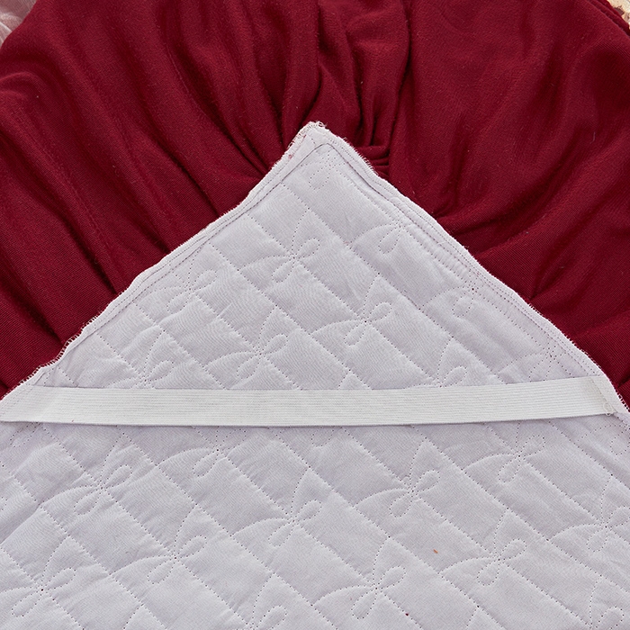 91家纺网 家纺一手货源 找家纺 2024新款加厚牛奶绒蕾丝刺绣床裙四件套-莫奈花园系列 莫奈花园-酒红