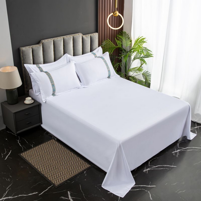 91家纺网 家纺一手货源 找家纺 三俏家纺 2024新款星级酒店140克斜纹加厚四件套 国朝兰-140克斜纹加厚