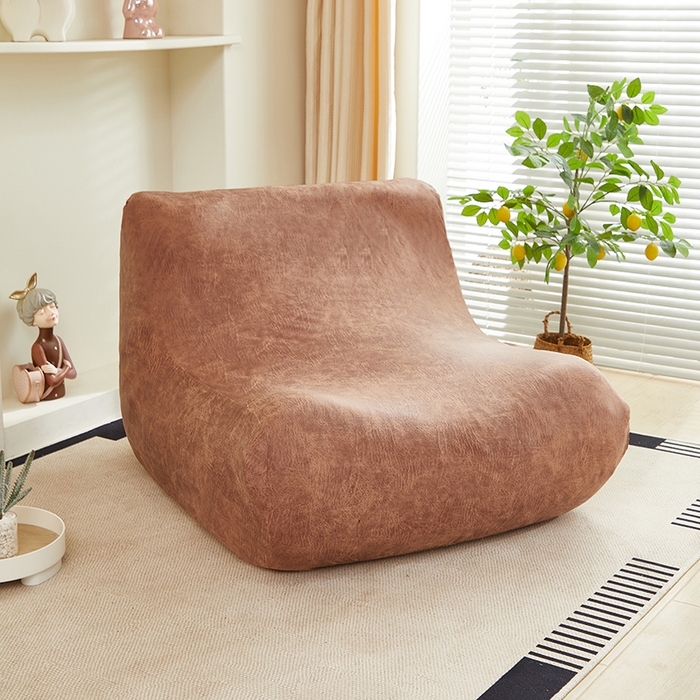 91家纺网 家纺一手货源 找家纺 2024新款防水皮革懒人沙发套 棕黄