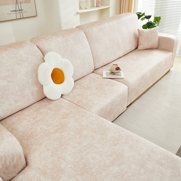 91家纺网 家纺一手货源 找家纺 2024新款防水皮革全包沙发套松紧款 米驼