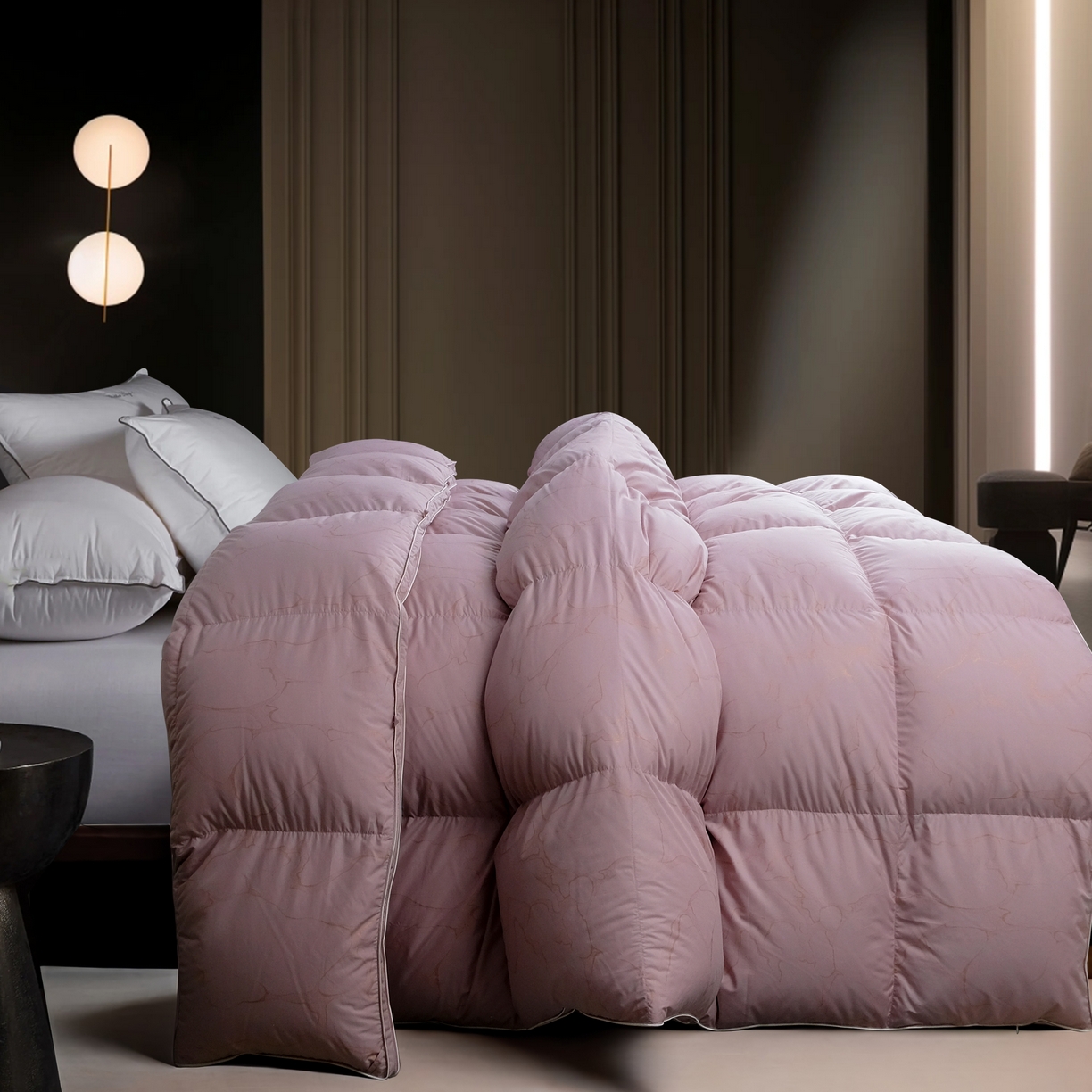 91家纺网 家纺一手货源 找家纺 兰言诺羽绒被 2025新款埃及棉95羽绒被被子被芯 豆沙