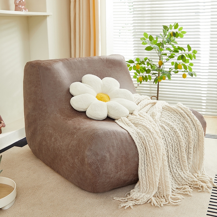 91家纺网 家纺一手货源 找家纺 2024新款防水皮革懒人沙发套 茶褐色