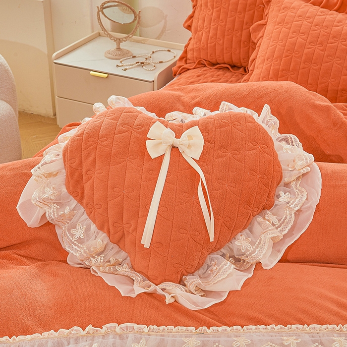 91家纺网 家纺一手货源 找家纺 2024新款加厚牛奶绒蕾丝刺绣床裙四件套-莫奈花园系列 莫奈花园-爱玛橙