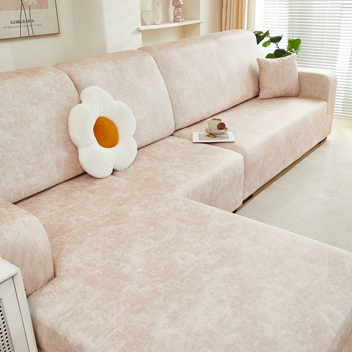 91家纺网 家纺一手货源 找家纺 2024新款防水皮革全包沙发套松紧款 米驼