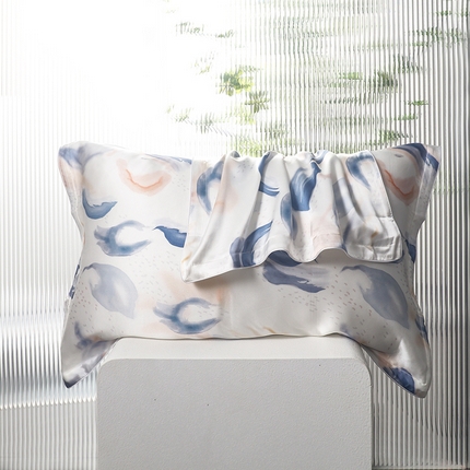 2024新款真丝天丝数码印花枕套 彩色云