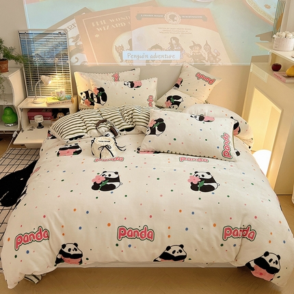 91家纺网 家纺一手货源 找家纺 （总）瑞莱 2024新款印花牛奶绒四件套-ins少女系列