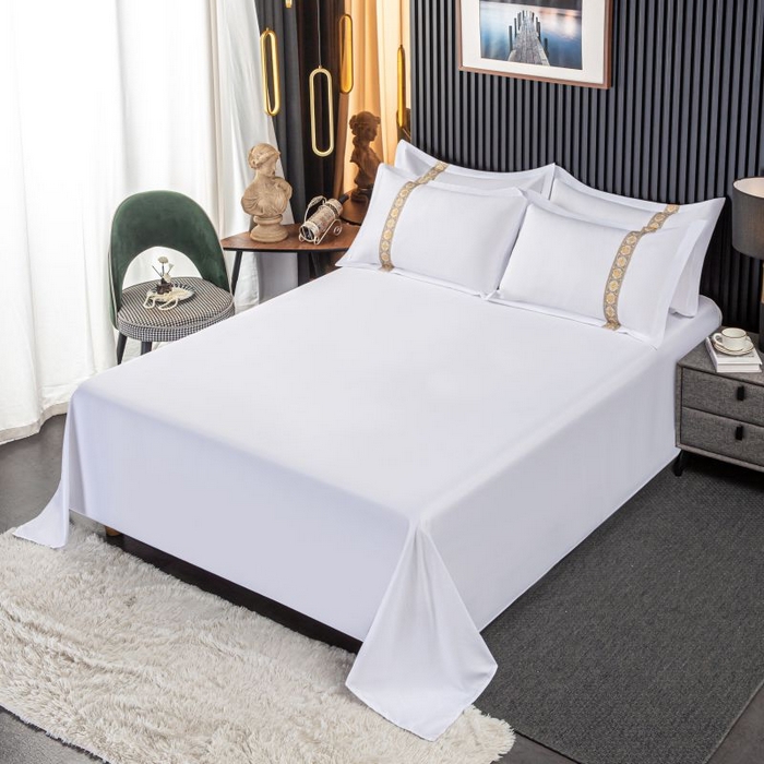 91家纺网 家纺一手货源 找家纺 三俏家纺 2024新款星级酒店100克平纹四件套 凤尾金-100克平纹