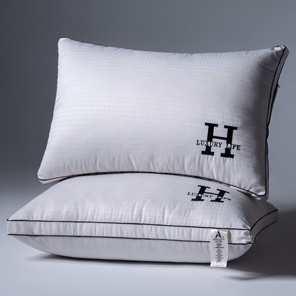 （总）爱来伊 2024新款柔软舒适刺绣枕酒店枕立体羽丝绒枕头枕芯
