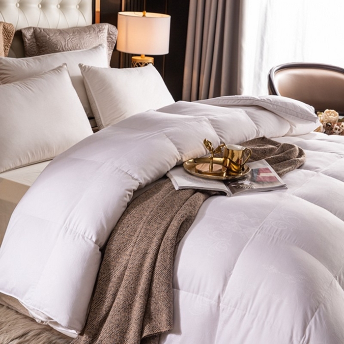 91家纺网 家纺一手货源 找家纺 （总）厂家100支全棉贡缎大提花双层鹅绒被壳 防钻绒羽绒被半成品内胆芯