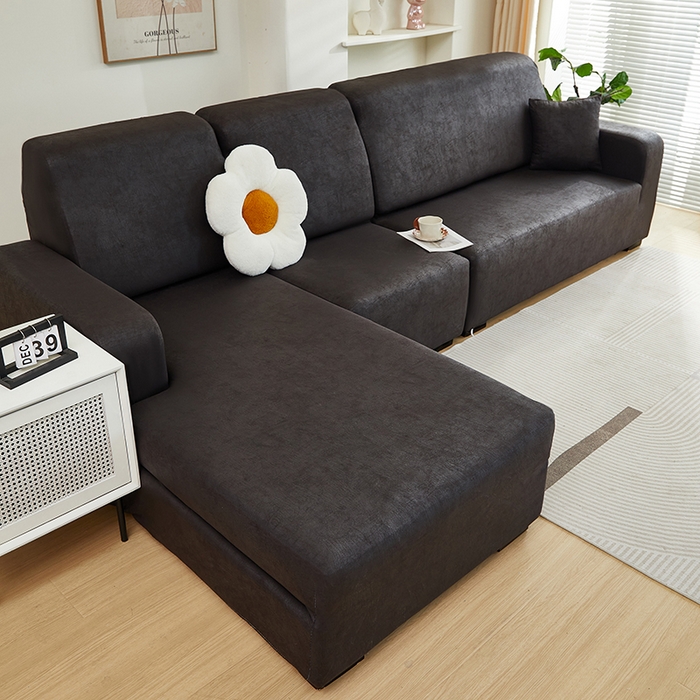 91家纺网 家纺一手货源 找家纺 2024新款防水皮革全包沙发套松紧款 黑色