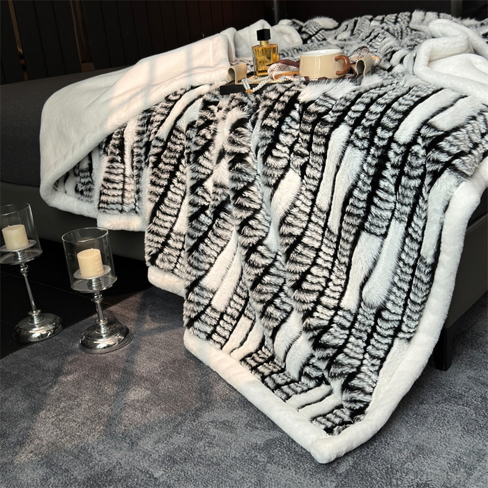 91家纺网 家纺一手货源 找家纺 凯轩毛毛毯毯子网销专供 2024新款仿皮草轻毛毛毯毯子-魅影系列 魅影