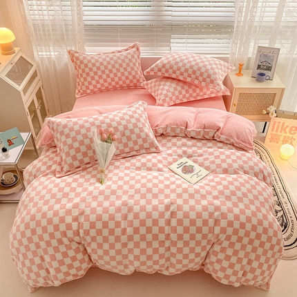 91家纺网 家纺一手货源 找家纺 （总）瑞莱 2024新款印花牛奶绒四件套-ins少女系列