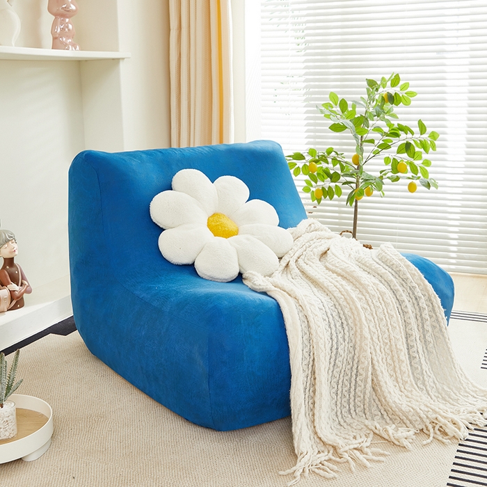 91家纺网 家纺一手货源 找家纺 2024新款防水皮革懒人沙发套 海蓝