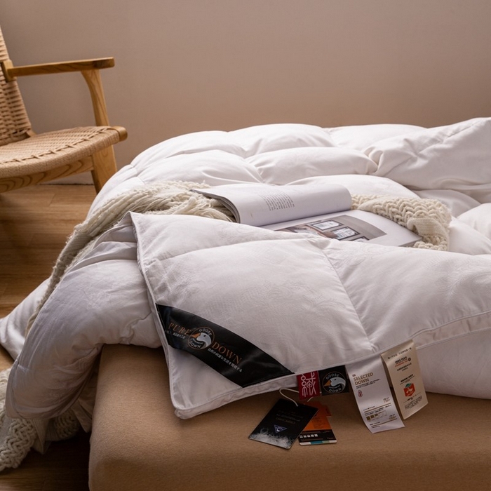 91家纺网 家纺一手货源 找家纺 （总）厂家100支全棉贡缎大提花双层鹅绒被壳 防钻绒羽绒被半成品内胆芯