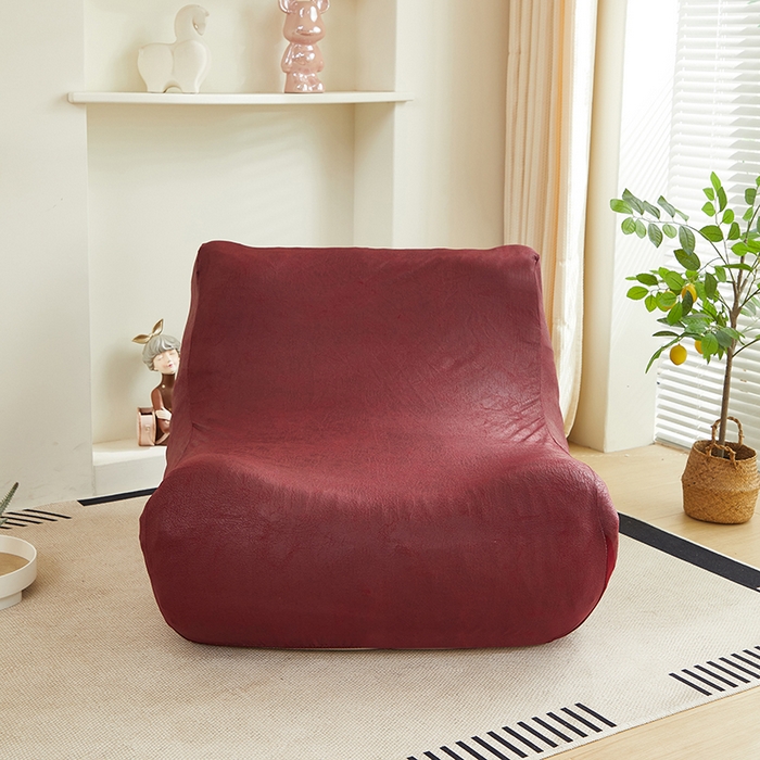 91家纺网 家纺一手货源 找家纺 2024新款防水皮革懒人沙发套 酒红