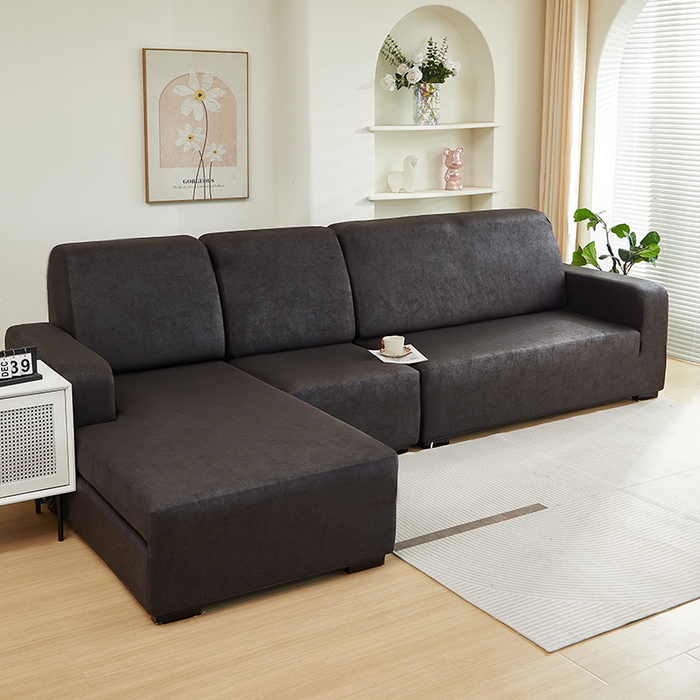 91家纺网 家纺一手货源 找家纺 2024新款防水皮革全包沙发套松紧款 黑色