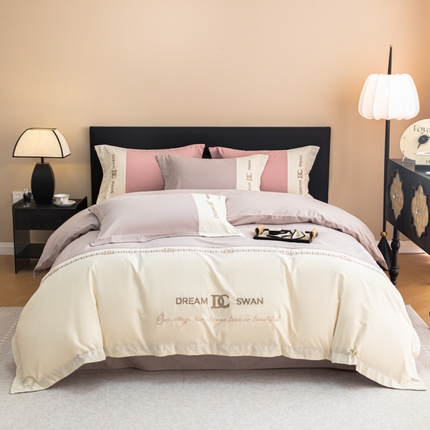 91家纺网 家纺一手货源 找家纺 （总）典曼家纺 2024新款【洛蒙】磨毛拼接刺绣四件套