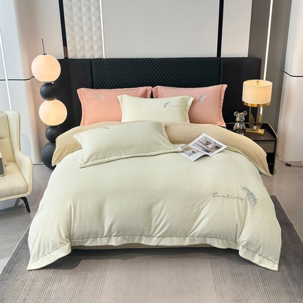 91家纺网 家纺一手货源 找家纺 （总）皇谱家纺 2024新款牛奶绒刺绣四件套