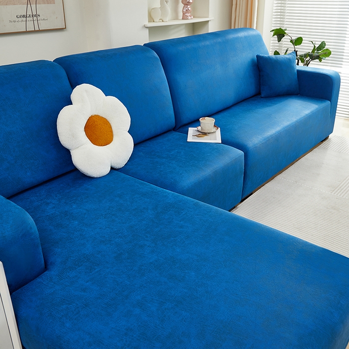 91家纺网 家纺一手货源 找家纺 2024新款防水皮革全包沙发套松紧款 海蓝