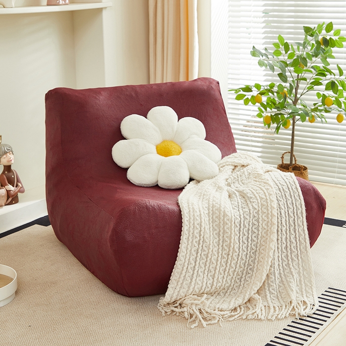 91家纺网 家纺一手货源 找家纺 2024新款防水皮革懒人沙发套 酒红