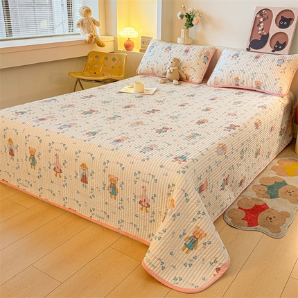 2024新款全棉卡通印花宝宝绒双拼床盖床垫快乐伙伴