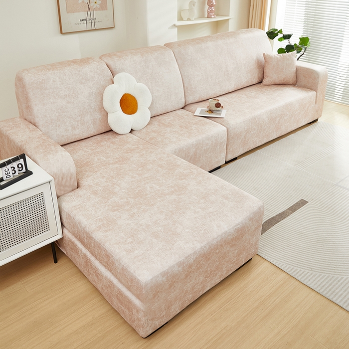 91家纺网 家纺一手货源 找家纺 2024新款防水皮革全包沙发套松紧款 米驼