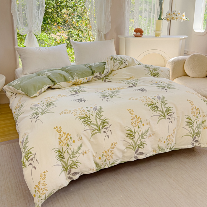 91家纺网 家纺一手货源 找家纺 2024新款ins风全棉印花单品被套清风絮语