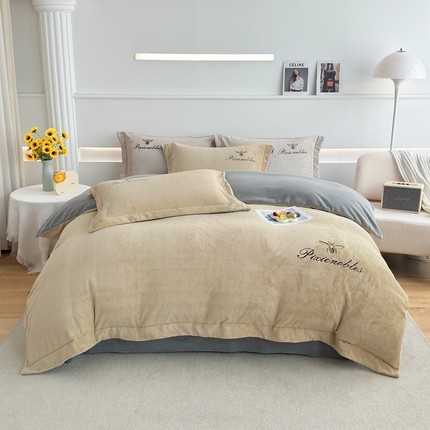 91家纺网 家纺一手货源 找家纺 （总）皇谱家纺 2024新款牛奶绒刺绣四件套