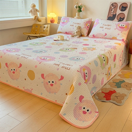 2024新款全棉卡通印花宝宝绒双拼床盖床垫棉花糖